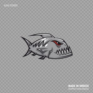 Aufkleber Sticker Decal Sticker Decal Sticker Angry Grey Racing Piranha Attack Boot Ladendekoration Süßwasserangeln Fischer XRZZ4