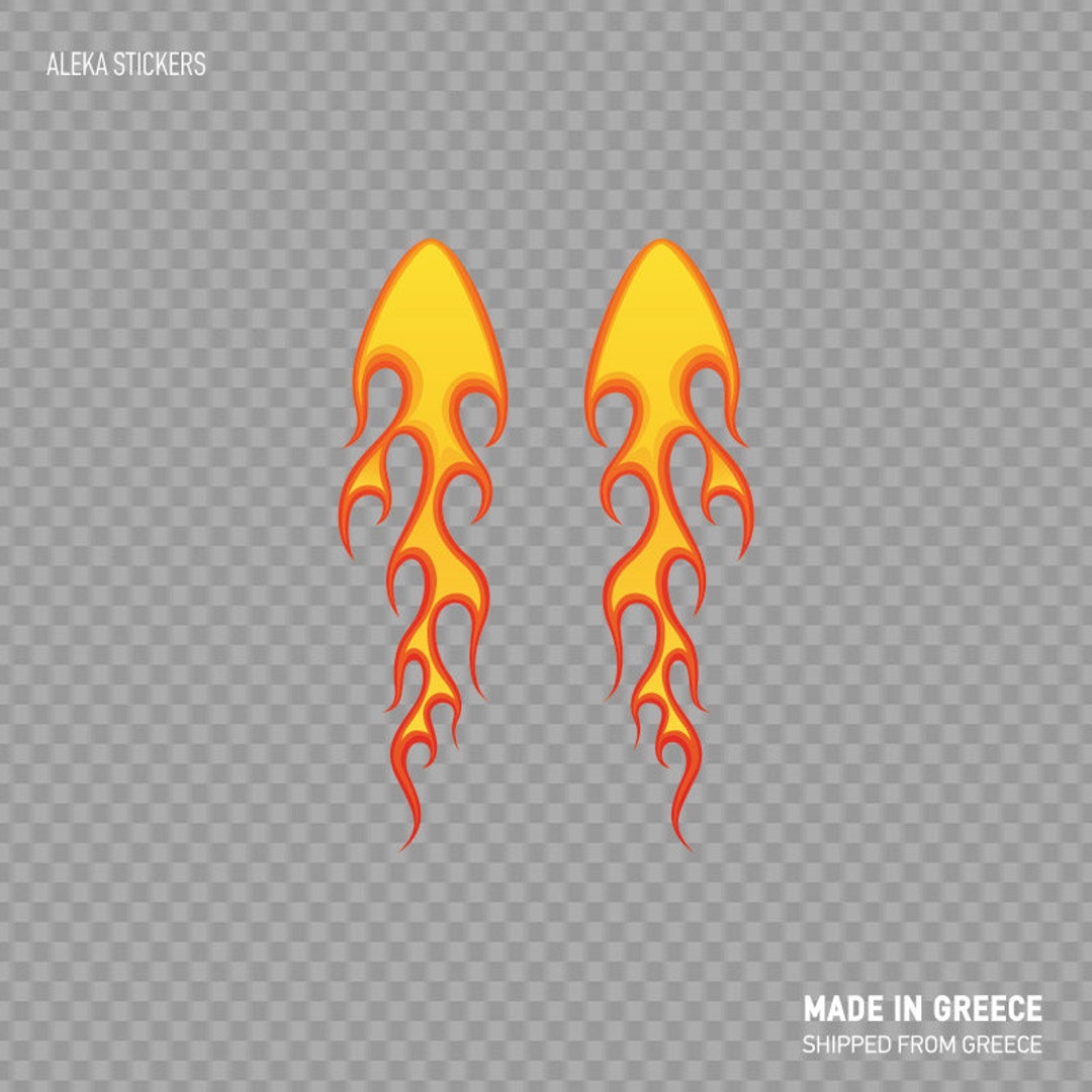 Decal Sticker Pair of Flames Tribal Racing Design Flamed Helmet ...