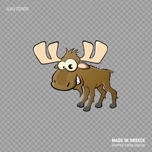 Schattige Moose Bull-sticker voor kinderkamer - Hoogwaardig cartoonontwerp (W9243)