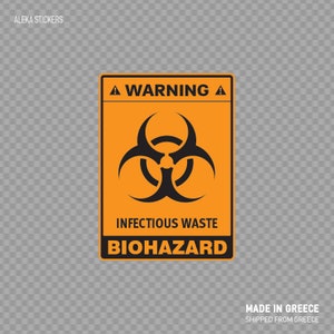 Decal Sticker Warning sign Biohazard Infectious Waste Warning Sign Vinyl Decal for Laboratories, Hospitals, and Medical Facilities X439X