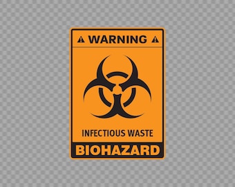 Decal Sticker Warning sign Biohazard Infectious Waste Warning Sign Vinyl Decal for Laboratories, Hospitals, and Medical Facilities X439X