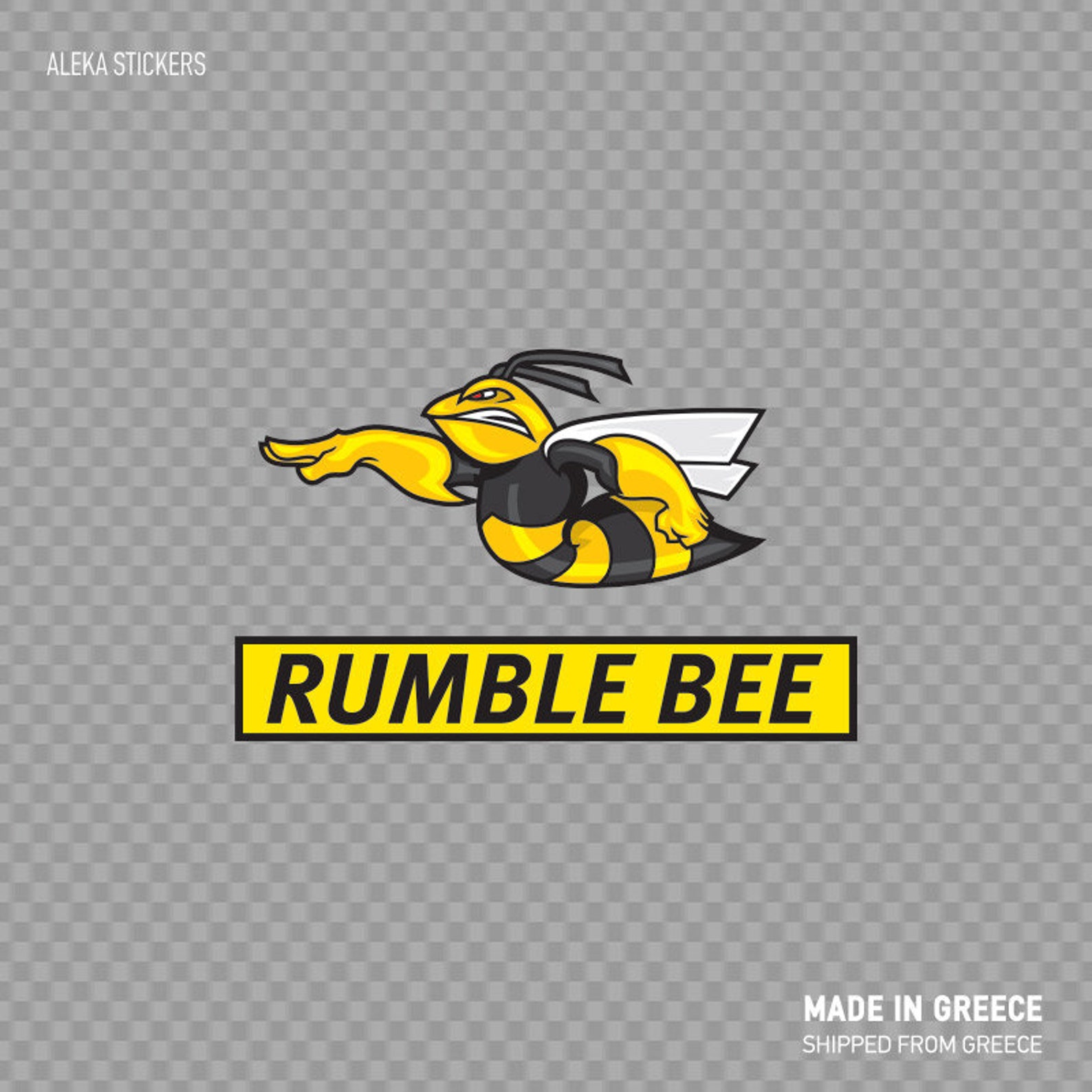 Decal Sticker Rumble Bee Angry vivid colors Cartoon helmet Motorbike decora...