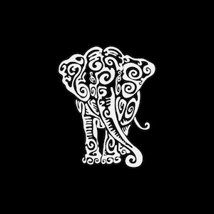 Pegatina de elefante intrincada / Calcomanía de vinilo de alta calidad con diseño tribal para automóviles, computadoras portátiles y paredes XW7ZE
