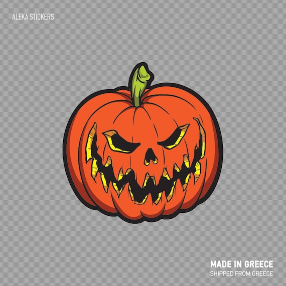 Pumpkin face scary smile orange red Halloween Digital Art by