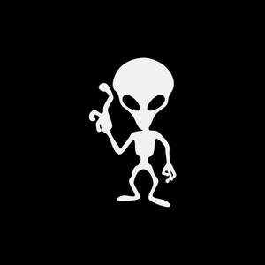Sticker Sticker Alien figuur cartoon ufo planeet onbekende ruimte vallen vriendelijke KR438