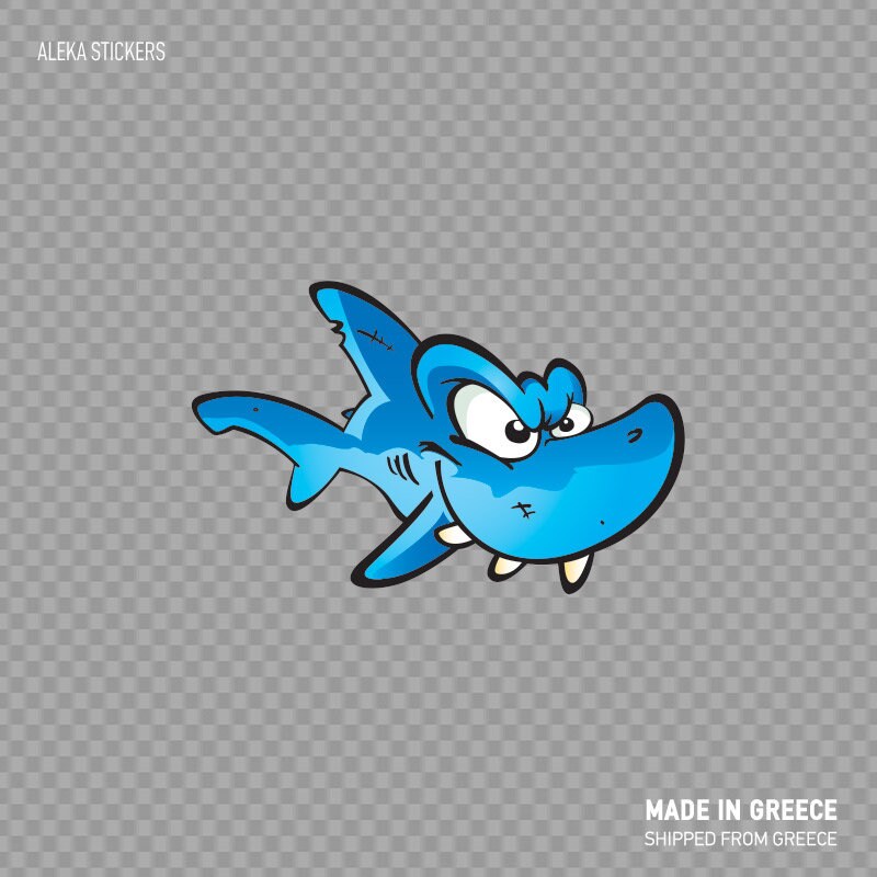 Decal Sticker Blue Shark Warrior Angry Aggression Attack Bite Tropical ...