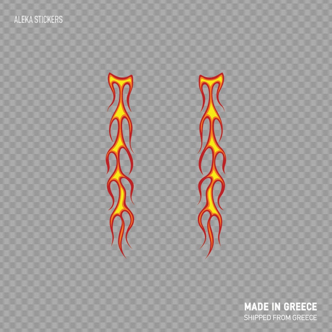 Decal Sticker Pair Flames Red Yellow Tribal Racing Design Flamed Helmet ...