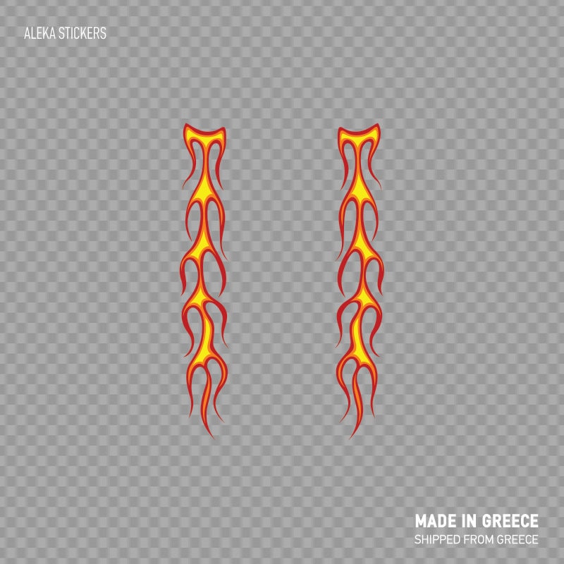 Decal Sticker Pair Flames Red Yellow Tribal Racing Design Flamed Helmet ...