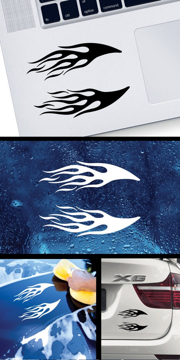 Decal Sticker Pair of Flames Car Decoration Easy Rider Helmet ...