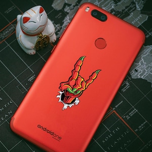 Sticker Sticker Devil Evil Satan Hell Hand extreme slechtheid vlammen vuur hel schoonheid Fiery Rock Hand RS32X