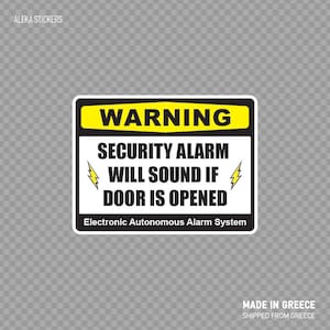 Sticker Sticker waarschuwing Security Alarm zal geluid als deur geopend veiligheid teken veiligheid ondertekenen topkwaliteit vinyl waarschuwingsbord X4 X 59