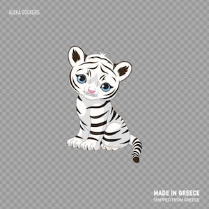 Calcomanía pegatina lindo pequeño tigre blanco adorable vida salvaje niños decoración habitación tigre Felidae sabana X4675