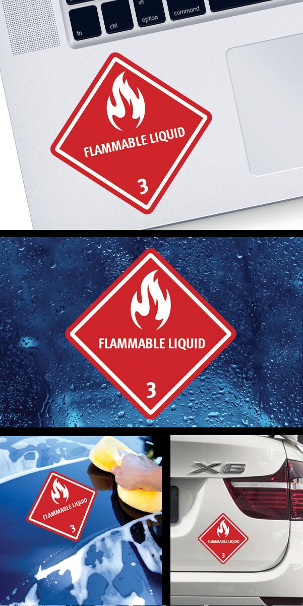 Autocollant Sécurité 'Flammable Materials Keep Flame Away' - Décoration D714, Neuf Sous Emballage