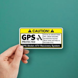 Autocollant VTT Attention, protection GPS, avertissement du système de récupération et autocollant de sécurité de l'émetteur cellulaire pour la prévention du vol X4XR3