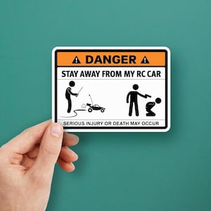 Gevaarwaarschuwing RC-autosticker - Humoristische vinylsticker "Blijf uit de buurt van mijn RC-auto" voor RC-liefhebbers W8269