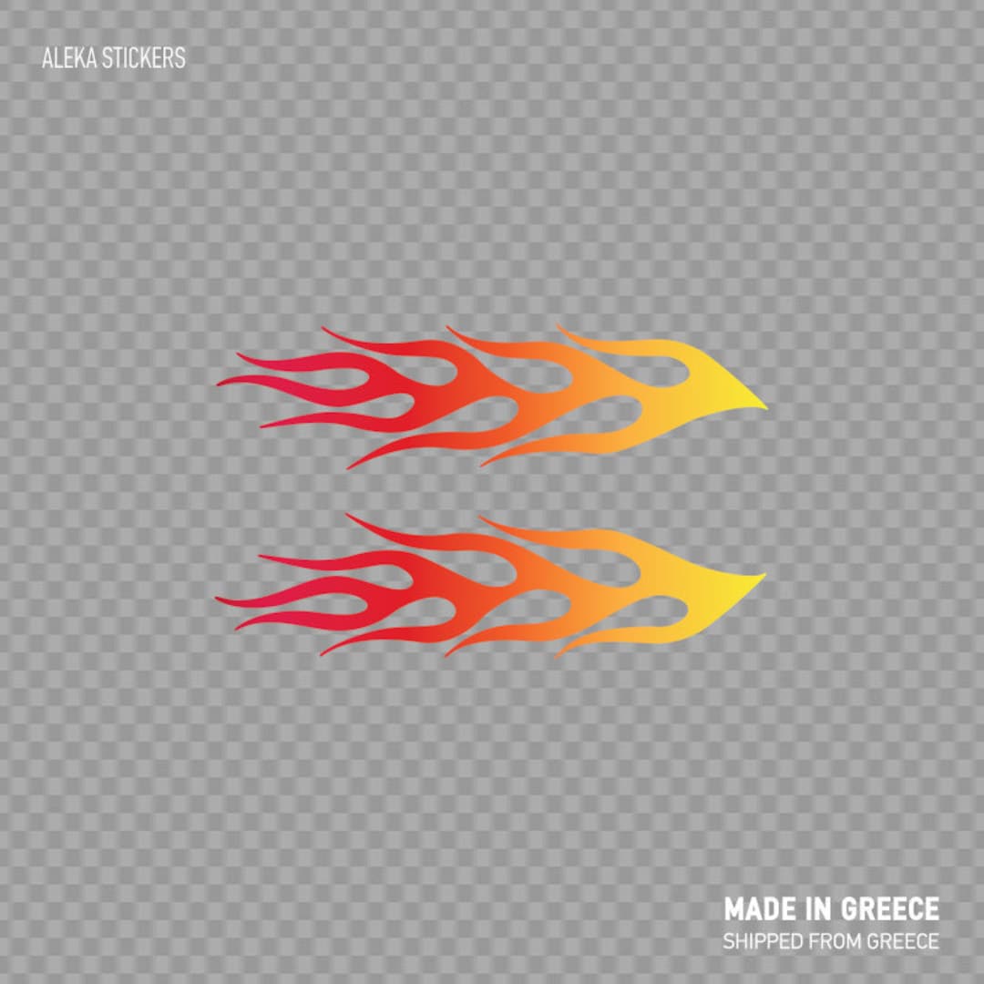 Decal Sticker Pair of Flames Red Orange Yellow Car Decoration Flamed ...