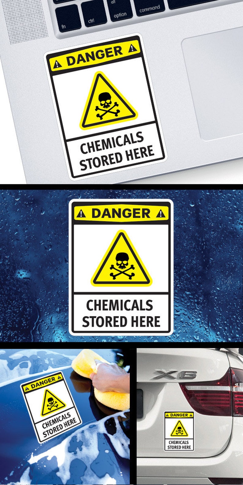 Decal Sticker Danger Chemicals Stored Here Information sign Etsy