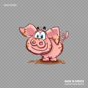 Sticker Sticker Happy varken glimlachend dirty maskot Cartoon kinderen kamer slagerij Burger & Steak eten restaurant decoratie X2 X 97