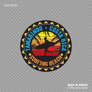 Sticker Sticker Tamarindo Costa Rica Souvenir Memorabilia Surfen Strand zee surfer surfplank oceaan Waterdicht en weerbestendig W764W