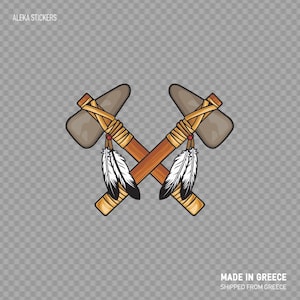 Arma di Decal Sticker Pair Of American Indian primitivo asce incrociate RS83W