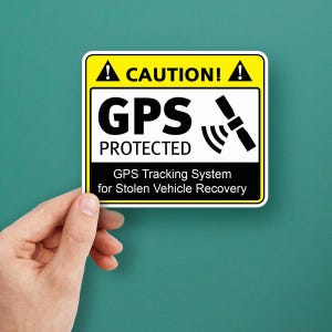 GPS Protected Aufkleber - Vorsicht Warnschild für GPS-Tracking-System und Wiederherstellung bei gestohlenem Fahrzeug X4XX9