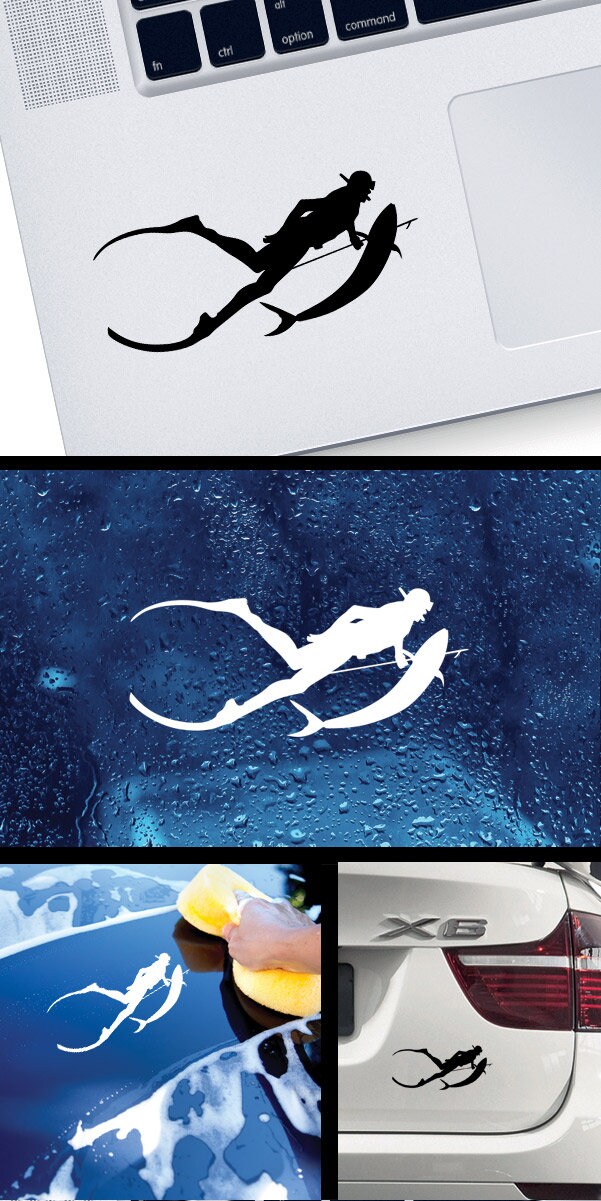 Decal Sticker Scuba Diver Diving Ocean Snorkelling Underwater Sports ...