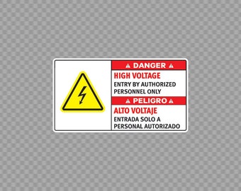 Sticker Elevate Safety with Danger High Voltage Entry Sticker Decal Alto Voltaje Peligro Sticker: Acceso Autorizado Safety Decal X8965