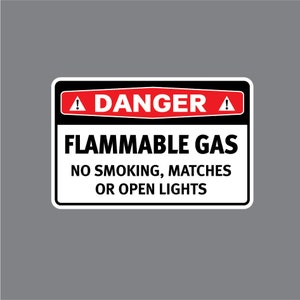 Stickersticker Gevaar Ontvlambaar gas Niet roken, lucifers of open licht veiligheidsbord Topkwaliteit vinyl X8656