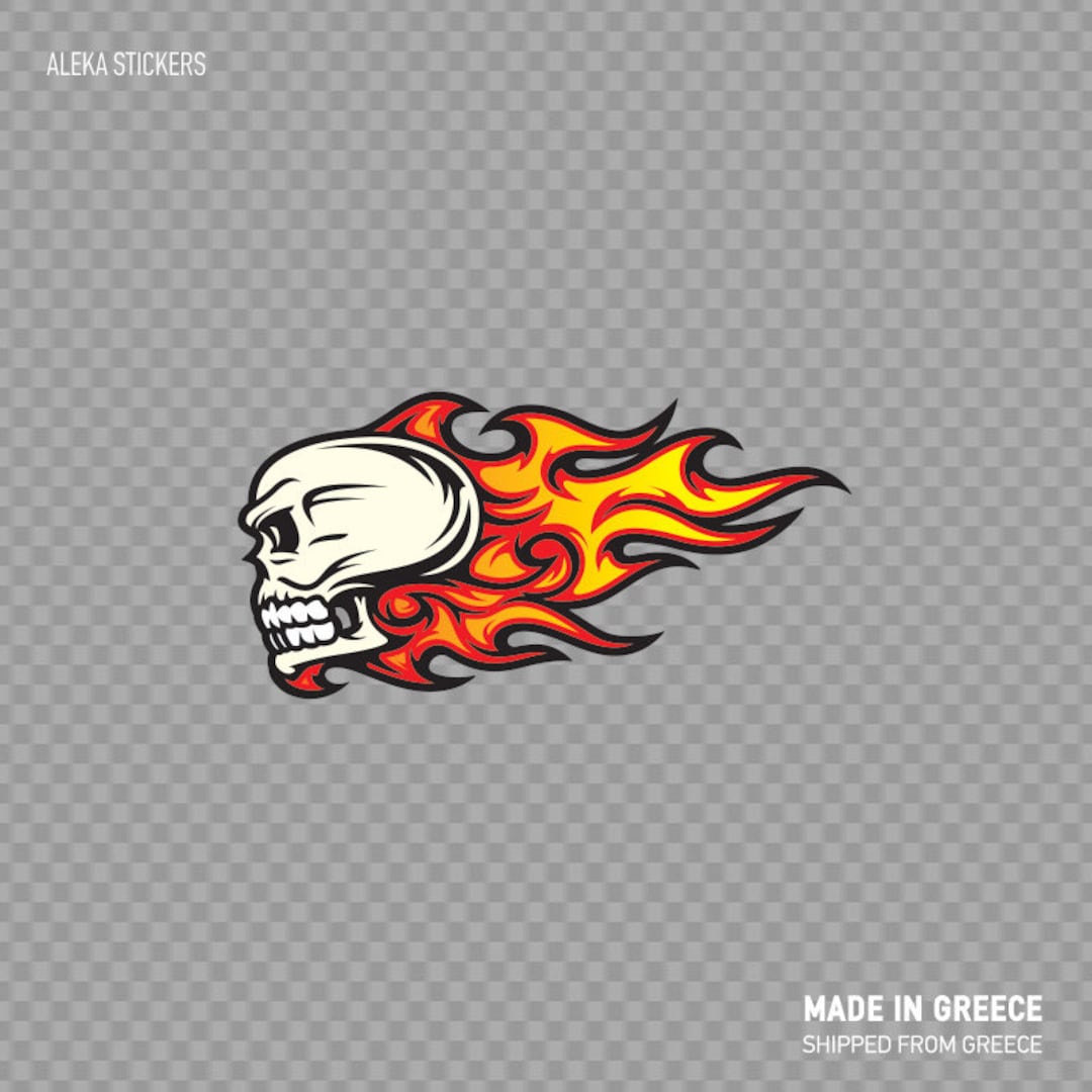 Decal Sticker Flames Skull Evil Easy Rider Flamed Fire Helmet ...
