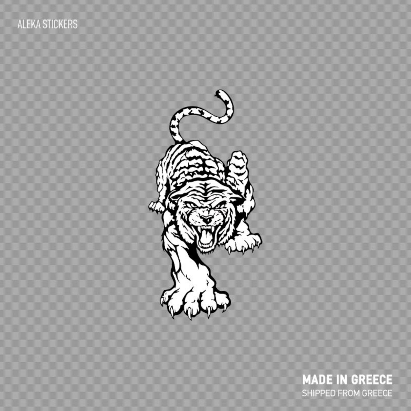 Decal Sticker White Tiger Black and White Complex Design Etsy