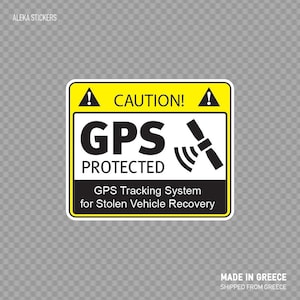 Caution GPS Protected Sticker – Weatherproof Vinyl Decal for Vehicle tracking Security, Vehicle Recovery Alert – High Visibility  X4XX6