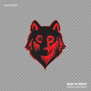 Decalcomania Adesivo Testa di lupo rosso foresta Casco decorazione stanza Racing design Hangry Illustrazione RS237