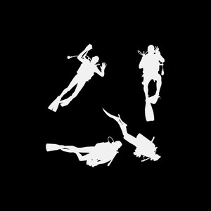 Calcomanía pegatina colección de buceo de 4 buzos apnea buceo libre snorkelling arpones caza agua máscara de buceo aletas para apnea ZZ8X3