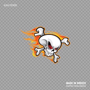 Sticker Sticker Schedel Met Vlammen Crossbone Motorhelm Auto Gevlamd Easy Rider Jetski Decoratie Snelheidsrace ZE483