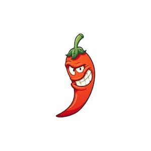 Spice Up Your Decor with Smiling Red Hot Chili Sticker Decal pepper - Cartoon Illustration 3W872