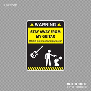 Stickersticker Stay Away From My Guitar Grappig muziekbord X45KR