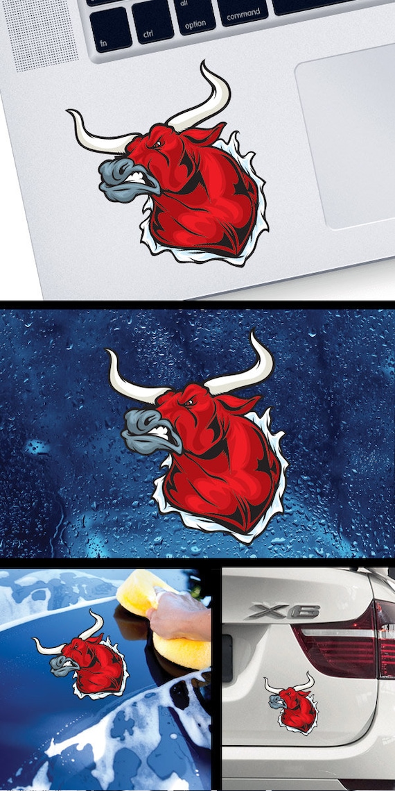 Sticker Decal Angry Bull Tearing 20 11101