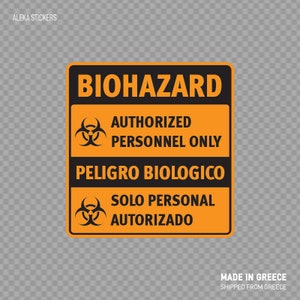 Aufkleber Aufkleber Biohazard Authorized Personnel nur / Peligro Biologico: Solo persönlichen Autorizado Sicherheit Zeichen Top Qualität Vinyl Beschilderung X4388