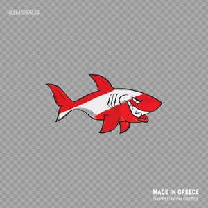 Decal Sticker Cartoon Scuba Flag Shark diving dive diver apnea smile ZZ776