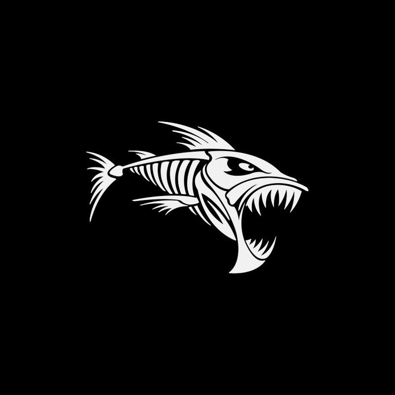 Decal Sticker Fish Skeleton Bones Skull Fishing Boat Bait the Hook ...