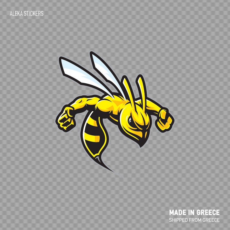 Angry Bee Sticker Holographic Sticker Hologram Decal Hornet Yellow Jacket 3.25" 