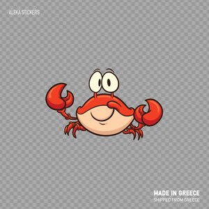 Sticker Sticker Cartoon Krab Glimlach voedselsaus Vissersboot Zeevruchtenrestaurant XR386