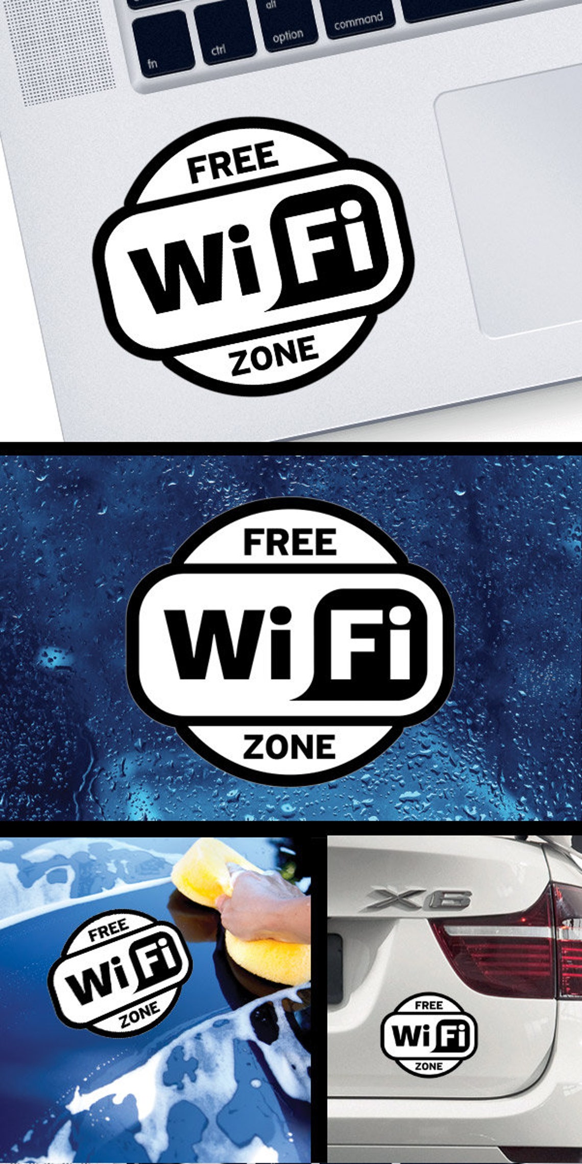 Decal Sticker Wifi Free Zone Internet Web Communication Wi-fi Wireless ...