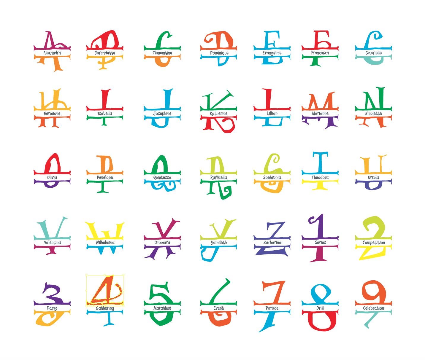 Psychedelic font numbers - Etsy 日本