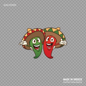 Decal Sticker Hot Pepper Food Restaurant decoratie saus spice pittig eten koken W9328