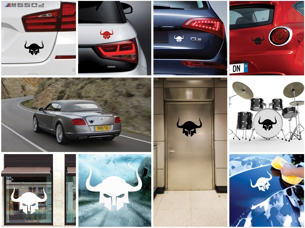 Demon Helmet Sticker Decal Sticker Horned Warrior Helmet Evil Devil Satan Demon Hell ...
