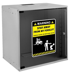 Waarschuwing: bord Blijf uit de buurt van mijn vorkheftruck – humoristische veiligheidssticker voor werkplek of garage – duurzaam vinyl, weerbestendig x4572