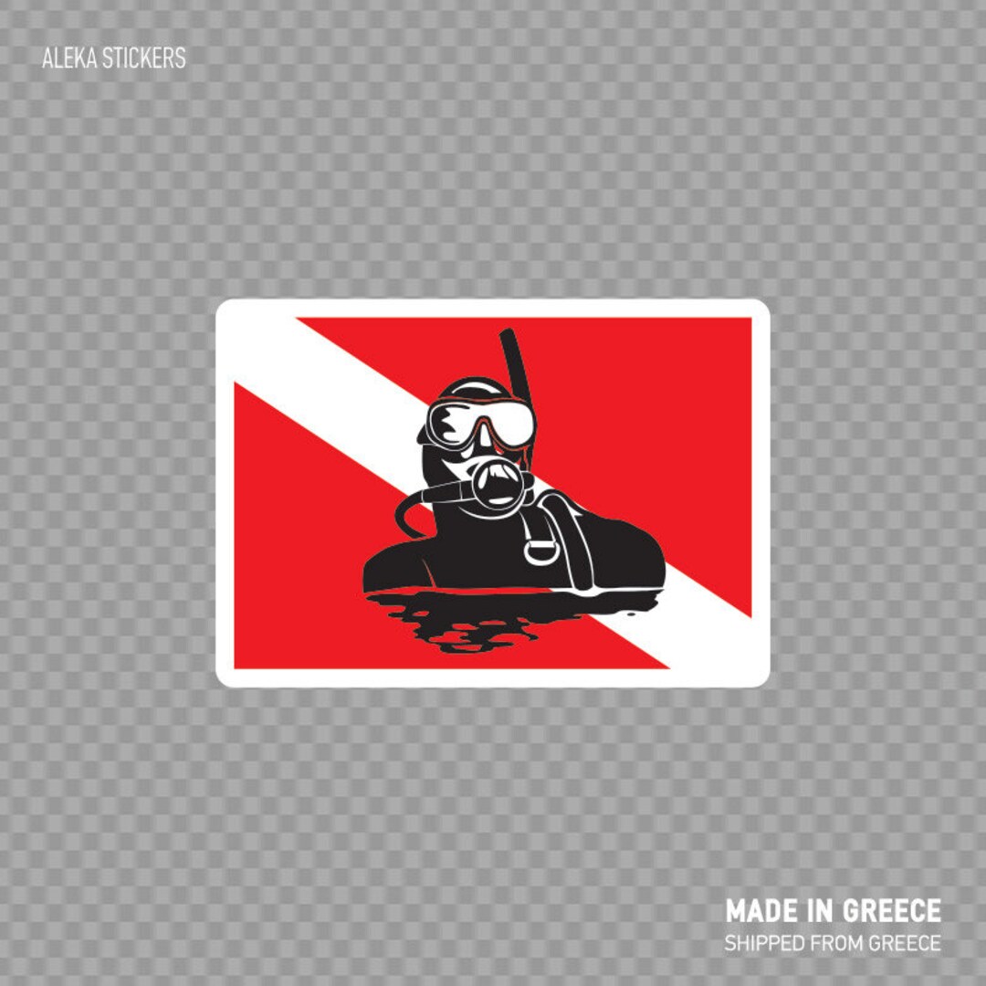 Decal Sticker Flag Diver Scuba Diving Dive Diving Ocean Underwater ...