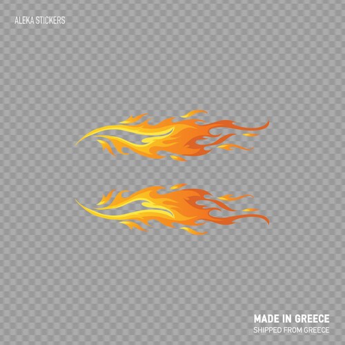 Decal Sticker Pair of Flames Red Orange Yellow Motorbike Car - Etsy