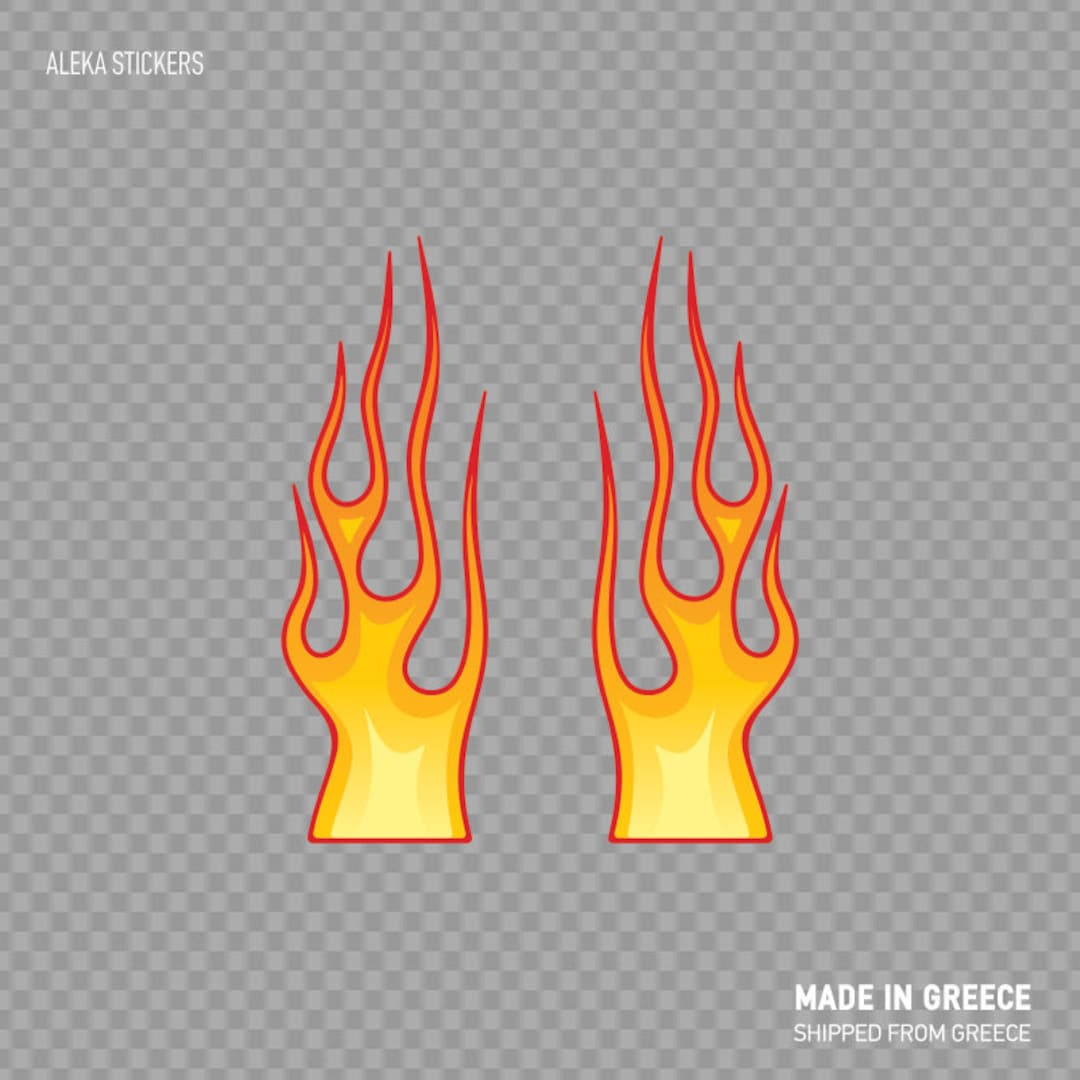 Decal Sticker Pair of Color Flames Flamed Fire Helmet Decoration ...